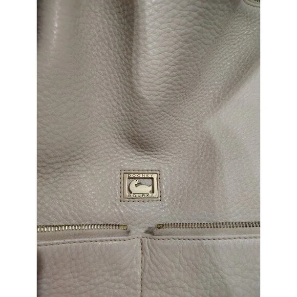 Dooney and Bourke Dillen Pocket Sac handbag Leather  Ivory purse Tote Bag Read - Picture 2 of 12